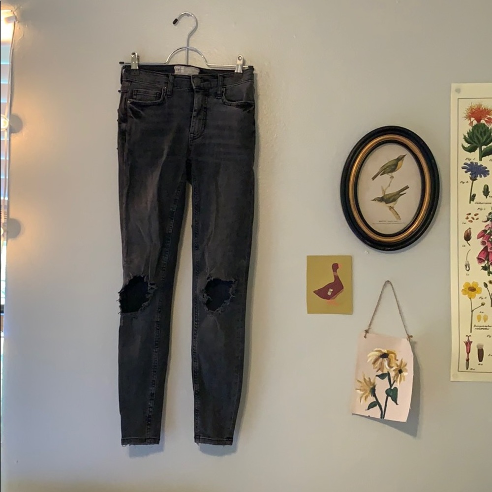 Free People Distressed Black Jeans